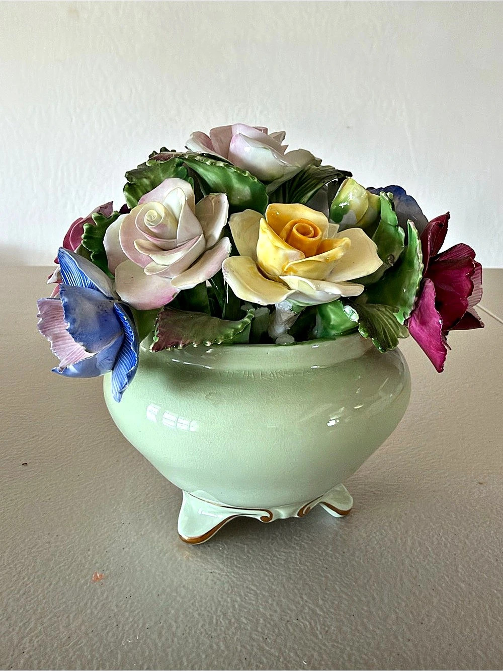 Adderley Floral Porcelain Vase Arrangement Green